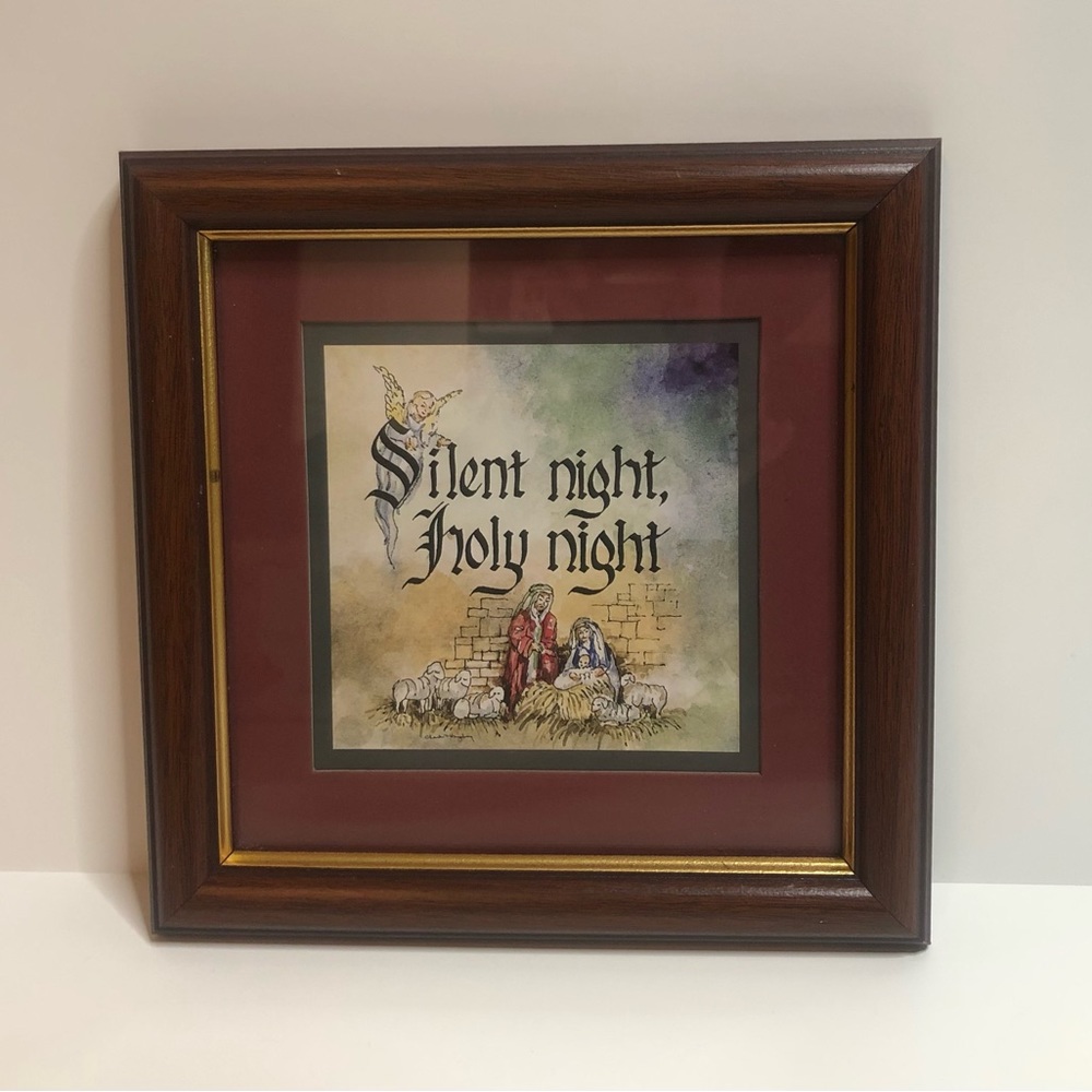 Home Interiors “Silent Night” Framed Print Christmas Picture Vintage HOMCO Decor